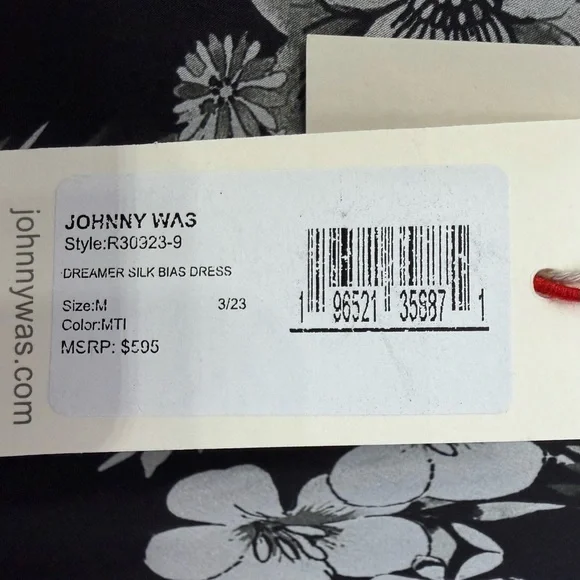 Johnny Was Dreamer Silk Bias Floral Black & White Maxi Dress. Size M. NEW w/tags - Picture 4 of 6